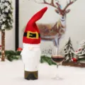 Copertura per bottiglia di vino di Natale lavorata a maglia cappello decoro festa. - Modello MG-01 con cintura