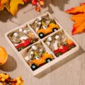 Thanksgiving wooden truck gnome hanging ornaments set in box, autumn harvest home decor. - Harvest Season Wooden Hanging Decor Style A