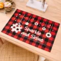 Christmas red black plaid placemat table mat heat insulation holiday home decor SKU - Christmas Balls Style C