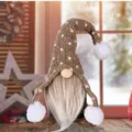 Cute Christmas Gnome Faceless Doll Plush Toy Rudolf Festive Table Decor Knitted Hat - Coffee