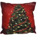 Federa per cuscino quadrata in flanella stampata con albero di Natale decorazione divano - Federa con albero di Natale