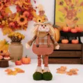 Harvest festival scarecrow doll with sunflower maple leaf hat for autumn home tabletop decoration. - Telescopic Scarecrow Doll - Male