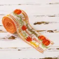 Thanksgiving ribbon autumn pumpkin maple leaf burlap ribbon for gift wrapping DIY crafts. - Thanksgiving Ribbon Style B
