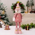 Rosa Weihnachtsschneemann Plüschpuppe mit Teleskopbeinen, ideale Tischdekoration und Festgeschenk. - Rosa Teleskop Schneemann