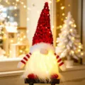 Christmas gnome decoration with lights cute faceless doll festive desktop ornament display - Red