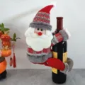 Noël Père Noël housse bouteille de vin en peluche décoration de table de fête variante - Housse de grande bouteille de vin - Père Noël