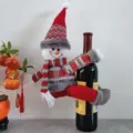 Noel bonhomme de neige tricote housse de bouteille de vin decoration festive rouge - Housse de grande bouteille de vin - Bonhomme de neige