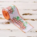 Thanksgiving pumpkin plaid ribbon roll autumn harvest decorative ribbon for DIY crafts - Thanksgiving Ribbon G