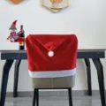 Christmas chair cover Santa hat style red plush dining room holiday party home decor - Plain Red Chair Cover