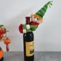 Housse de bouteille de vin de lutin de Noël pour la décoration de table de fête - Petit cache-bouteille de vin câlin - Elfe