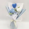 Handmade crochet tulip bouquet finished flower gift for birthday and mother day celebration - Blue Tulip Collection
