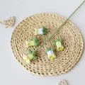 Handmade crochet 5-head bellflower bouquet yarn flower branch for home decor and party styling. - Gradient Green