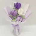 Handmade crochet tulip bouquet finished gift for birthday, Mother's Day, and teachers. - Purple Tulip