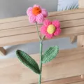 Hecho A Mano Crochet Flor Puff, Rosa Doble Ramo De Flores Lana Regalo Variante Modelo - Rosa Degradado