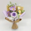 Handmade crochet flower bouquet gift, purple rose and daisy for Mother's Day birthday - Purple Rose Collection
