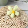 Handmade crochet yellow flower knitted bouquet cute desk decor artificial plant plumeria - Creamy Yellow Finished Product