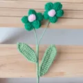 Flor de ganchillo artesanal ramo de flores abullonadas verdes regalo de lana acabado variante - Verde esmeralda liso
