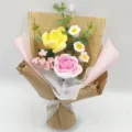 Handcrafted crochet flower bouquet knitted yarn roses tulips gift for birthday mothers day - Yellow and Purple Roses Series