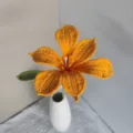 Handmade crochet yellow flower bouquet knit home decor desktop ornament photo prop - Bright Orange