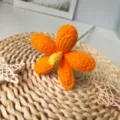 Handmade crochet orange flower knitted artificial plant bouquet home decor variant - Bright Orange Finished Product