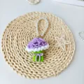 Handmade crochet flower keychain, cute knitted mushroom pendant with pearl strap for bags. - Finished Light Purple Carnation
