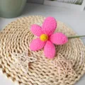 Handmade crochet pink flower finished product, perfect for home decor and DIY floral arrangements. - Peach Pink Finished Product