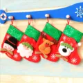 Set de Calcetines de Navidad Lindo Muñeco de Nieve Papá Noel Reno Oso Bolsa de Regalo - 1 calcetín con lentejuelas aleatorio