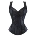 Schwarzes Vintage Blumen-Jacquard Korsett Detail, Schultergurt und Reißverschluss. - XS / Schwarz