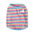 Bunte gestreifte Haustierweste mit süßem weißen Enten Patch atmungsaktive Welpen Sommerkleidung - S / Gestreiftes Tanktop