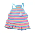 Bunter Regenbogen-Streifen Haustier Hund Weste Welpe Tanktop mit süßer Ente Variante - S / Gestreiftes Trägerkleid