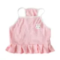 Cute pink pet dog dress with cute bunny patch, breathable cotton puppy vest skirt for summer. - Pink Slip Dress