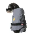 Imperméable pour chien à quatre pattes gris avec capuche et bande réfléchissante. - FB / Combinaison réfléchissante à quatre pattes, gris