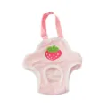 Cute pink striped dog sanitary pants with strawberry embroidery and adjustable strap variant. - Pink Strawberry