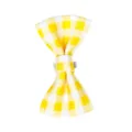 Yellow and white checkered pet bow hair clip, cute puppy kitten grooming accessory for summer daily wear. - Yellow Tie