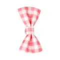Pink and white gingham pet bow tie, cute dog hair bow accessory, daily wear variant. - Red Bow Tie