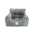 Grey plush pet car seat dog bed comfortable travel safety carrier for small dogs puppies - M: 50*45*36 / Dark Grey Faux Suede