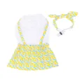 Niedliches Sommer Blumen Hundekleid Set mit passendem Stirnband, süße Haustierbekleidung. - S / Gelb (inkl. Kopfschmuck)