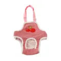 Cute dog sanitary pants with adjustable pink straps and cherry embroidery, soft and breathable. - Red Cherry
