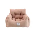Plush car pet bed soft dog sofa cushion comfortable pink pet seat for travel and home use - M: 50*45*36 / Nordic Pink Faux Suede