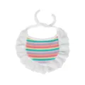 Cute striped cat dog bib with white lace ruffle collar, sweet pet saliva towel for daily wear. - Pink Green Stripes