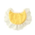 Cute cat bib with yellow white stripes and lace ruffle, perfect pet accessory for sweet daily wear. - Yellow White Stripes