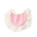 Cute pink striped pet bib with white lace ruffle collar, sweet puppy cat drool towel. - Pink White Stripes