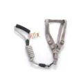 Grey pet leash and harness set for small dogs, durable woven strap with comfortable foam handle. - Grey Leash and Harness Set
