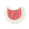 Cute red striped pet cat dog bib with white lace ruffle collar, sweet accessory for small animals. - Red and White Striped