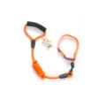 Orange pet dog leash and collar set with shock absorbing elastic rope and comfort handle. - Orange Leash and Collar Set