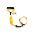 Yellow dog leash and collar set with comfortable foam handle and elastic shock absorbing rope. - Yellow Leash and Collar Set