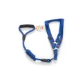 Blue pet dog harness and leash set with comfortable handle and adjustable metal buckles for small dogs. - Blue Leash and Harness Set