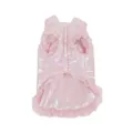 Rosa glänzende Laser Haustier Winter Baumwollweste mit Rüschen für Hunde und Katzen. - S / Rosa Spitzenkleid