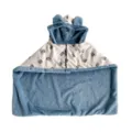 Mantello carino per cani coperta calda invernale abbigliamento cucciolo con cappuccio e orecchie. - M: 55*55 cm / Mucca in pile di coniglio blu