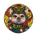 Round cartoon French Bulldog floor mat, non-slip crystal velvet home pet rug for living room. - Left-Hand Door God